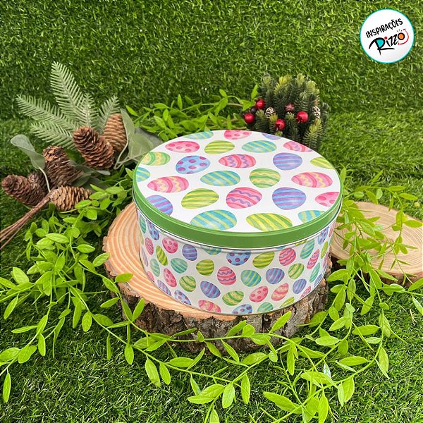 Kit 3 Latas Redondas de Páscoa - Ovos de Páscoa - 20 / 17 / 13,5cm - 1 unidade - Rizzo
