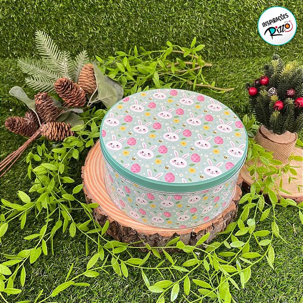 Kit 3 Latas Redondas de Páscoa - Coelho de Páscoa - 20 / 17 / 13,5cm - 1 unidade - Rizzo