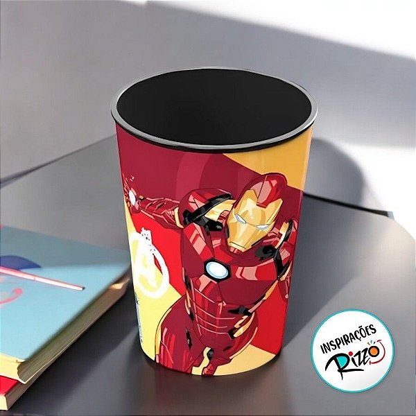 Copo Plástico De Colorir Homem De Ferro - Vermelho - 320ml - 1 unidade - Plasútil - Rizzo