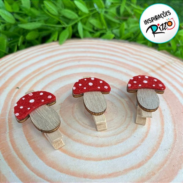 Mini Prendedor Decorativo - Cogumelo Vermelho - 5cm - 3 unidades - Cromus - Rizzo