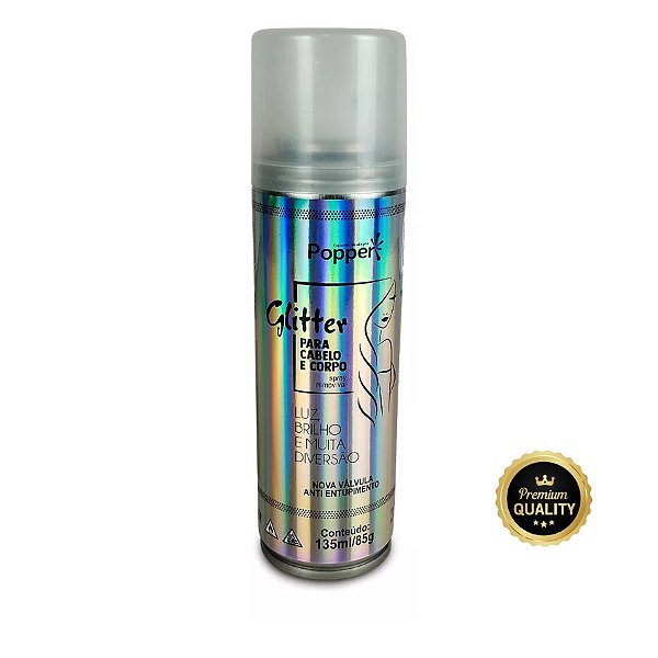 Spray de Glitter para Corpo e Cabelo - Holográfico - 150ml - 1 unidade - Popper - Rizzo