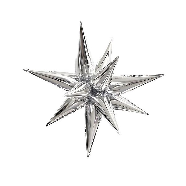 Balão de Festa Metalizado 40" 101cm - Starburst Silver - 1 unidade - Rizzo