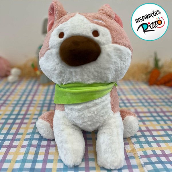Cachorro de Pelúcia Rosa Sentado - 29cm - 1 unidade - Rizzo