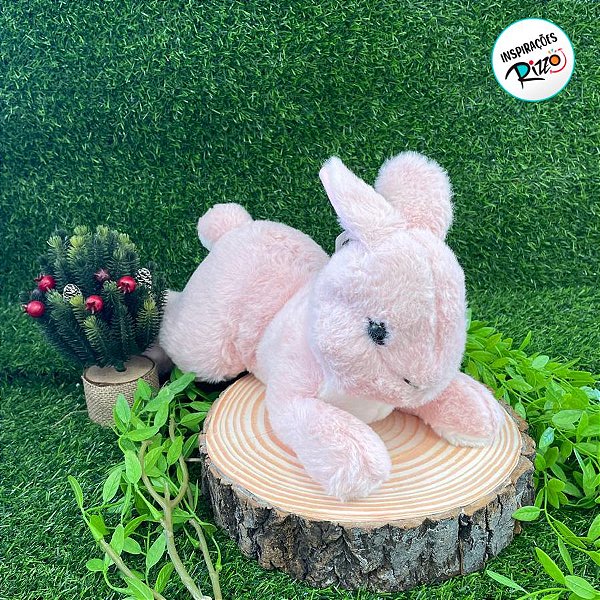 Coelho de Pelúcia Rosa Deitado - 33cm - 1 unidade - Rizzo