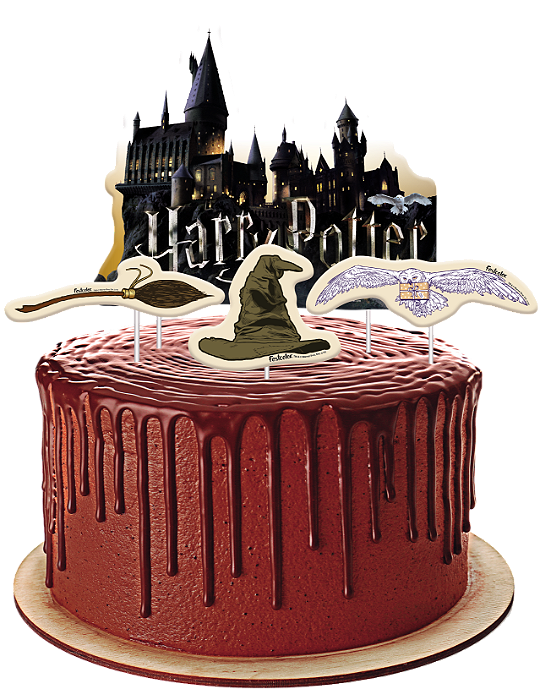 Topper para Bolo Festa Harry Potter - 04 unidades - Festcolor - Rizzo Festas