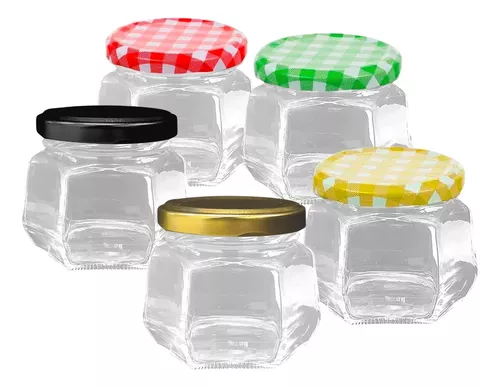 10 Potes Vidro Sextavado c/ Tampa Metal Tempero Geleia 150ml
