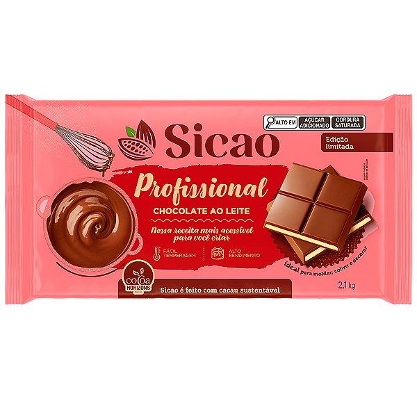 Chocolate ao Leite Profissional - Barra - 2,1 kg - 1 unidade - Sicao - Rizzo