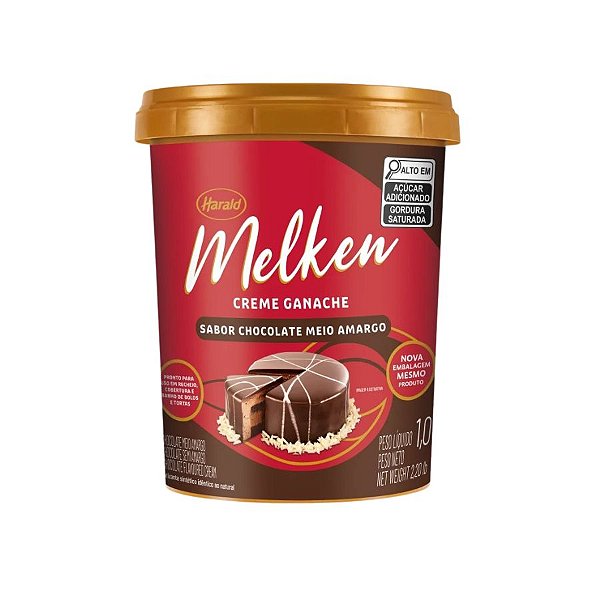 Creme Ganache Sabor Chocolate Meio Amargo Melken - 1,0kg - 1 unidade - Harald - Rizzo