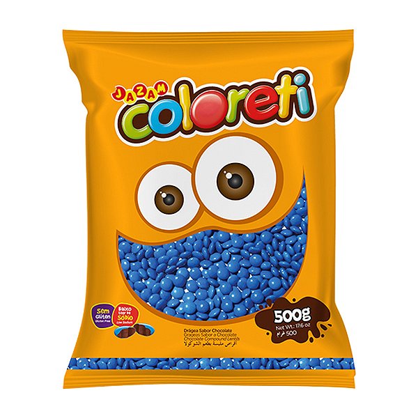 Pastilhas Confeitadas Sabor Chocolate Coloreti Azul - 500g - 1 unidade - Rizzo