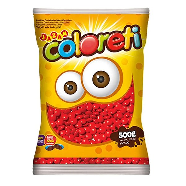 Pastilhas Confeitadas Sabor Chocolate Coloreti Vermelho - 500g - 1 unidade - Rizzo
