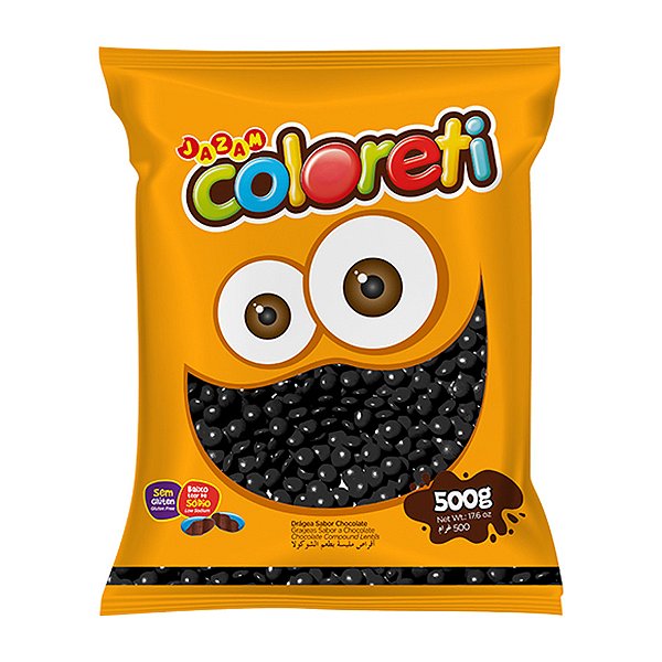 Pastilhas Confeitadas Sabor Chocolate Coloreti Preto - 500g - 1 unidade - Rizzo