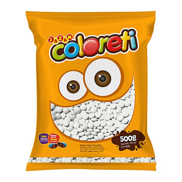 Pastilhas Confeitadas Sabor Chocolate Coloreti Branco - 500g - 1 unidade - Rizzo