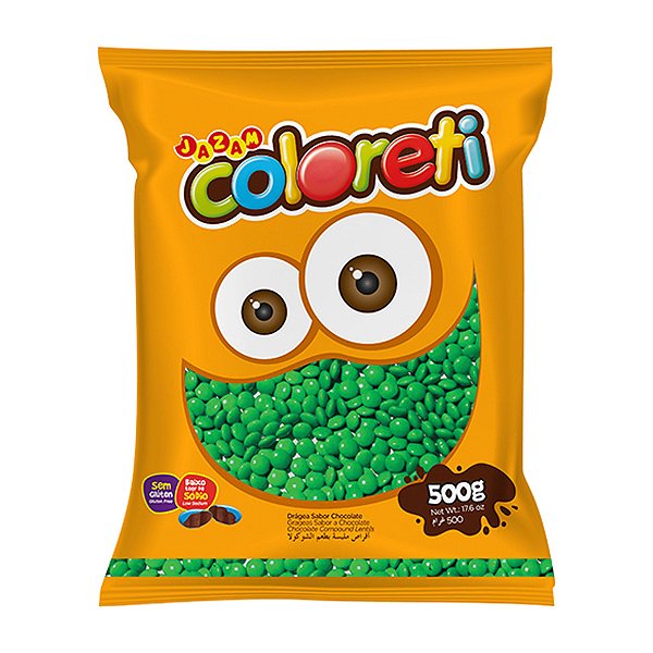 Pastilhas Confeitadas Sabor Chocolate Coloreti Verde - 500g - 1 unidade - Rizzo