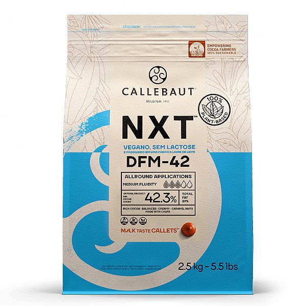 Chocolate Belga Callebaut NXT - Vegano Gotas Ao Leite sem Lactose e Glútem - 2,5 kg - 1 unidade - Rizzo