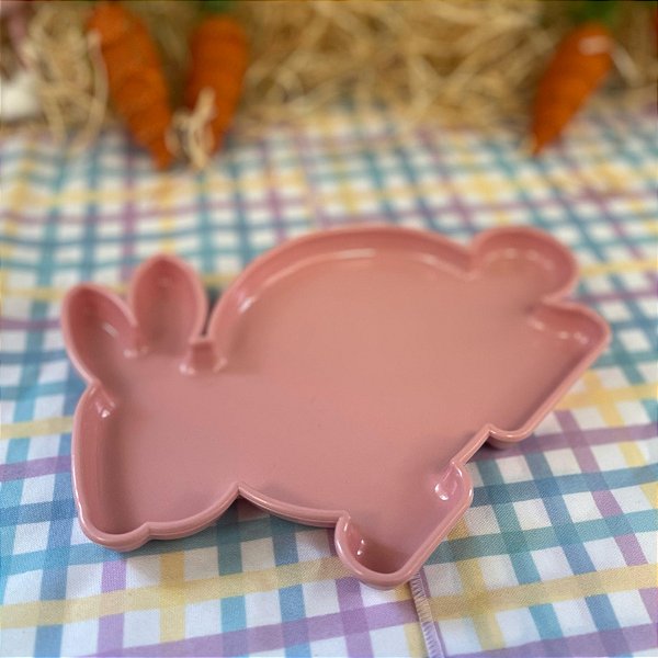 Bandeja Decorativa de Páscoa - Coelho Rose - 24cm - 1 unidade - Só Boleiras - Rizzo