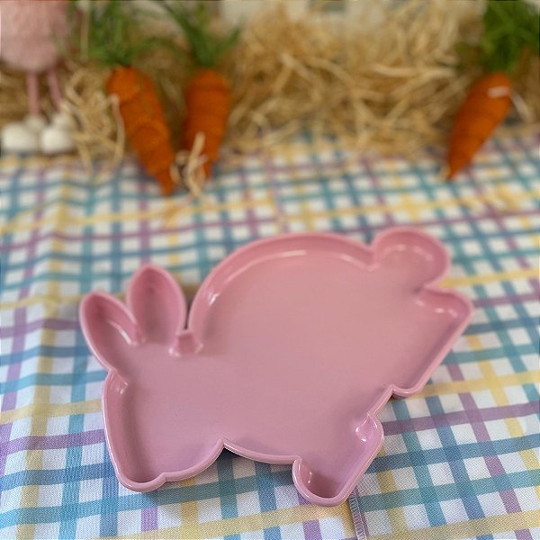Bandeja Decorativa de Páscoa - Coelho Rosa bebê - 24cm - 1 unidade - Só Boleiras - Rizzo