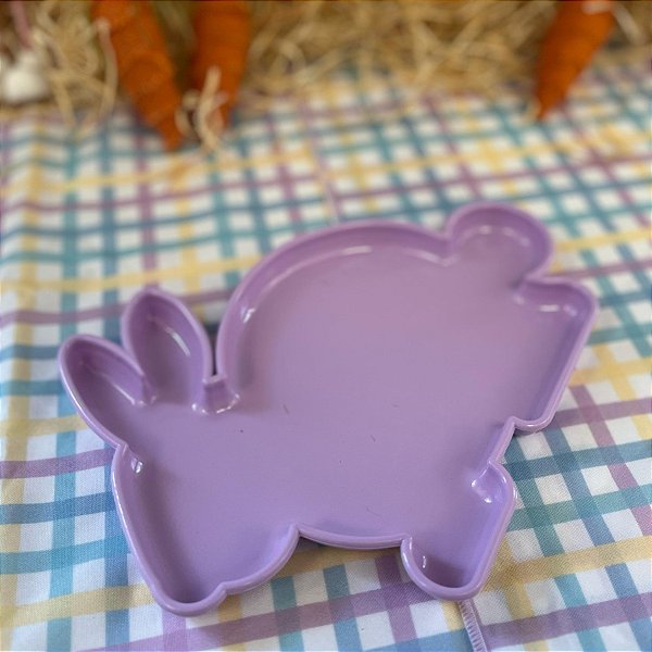Bandeja Decorativa de Páscoa - Coelho Lilas - 24cm - 1 unidade - Só Boleiras - Rizzo