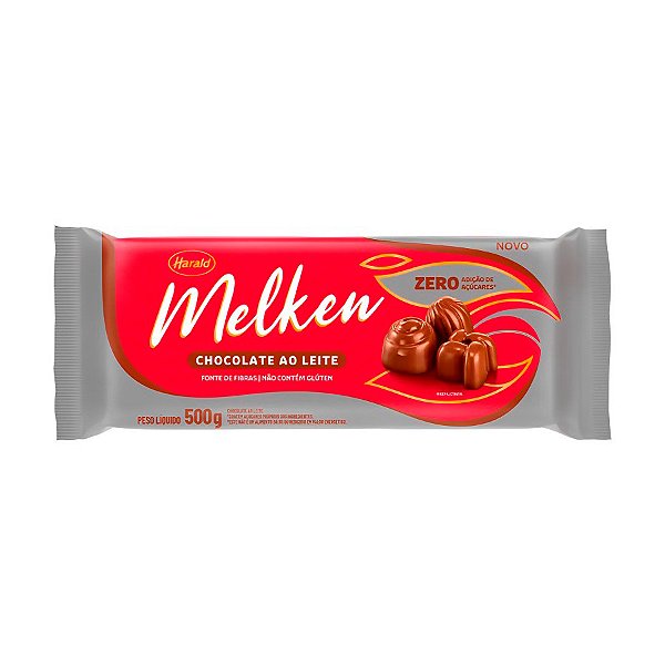 Chocolate ao Leite Zero em Barra - 500g - 1 unidade - Melken - Rizzo