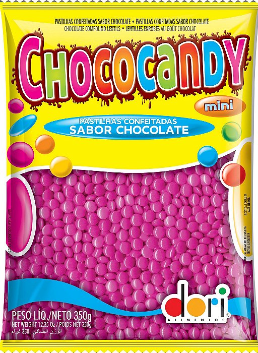 Pastilhas Confeitadas Sabor Chocolate Mini Rosa 350g - Dori Alimentos - Rizzo