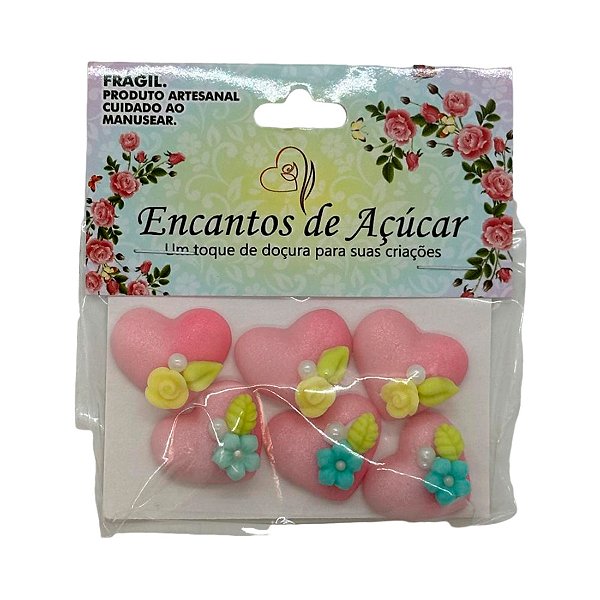 Confeito de Açúcar - Coração - 6 unidades - Encantos de Açúcar - Rizzo
