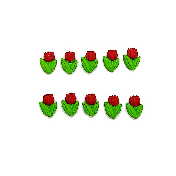 Confeito de Açúcar - Tulipas Vermelhas - 10 unidades - Abelha Confeiteira - Rizzo