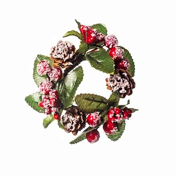 Mini Guirlanda Cereja e Pinha Açucarada 9cm - Vermelha - 1 unidade - Cromus - Rizzo