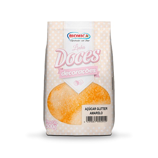 Açúcar Glitter - Amarelo - 500g - 500g unidades - Rizzo