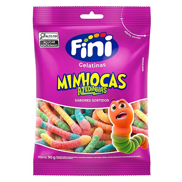 Bala Minhoca Azedinha - 90g  - 1 unidade - Fini - Rizzo