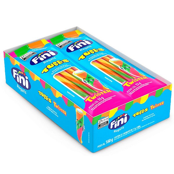 Tubes Twister Frutas Silvestres e Nata - 180g - 12 unidades - Fini - Rizzo