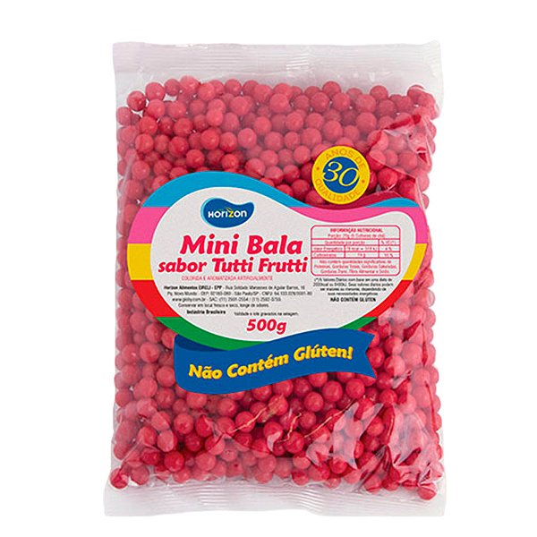 Mini Balinha para Lembrancinha Sabor Tutti Frutti - Vermelho - 500g  - 1 unidade - Rizzo