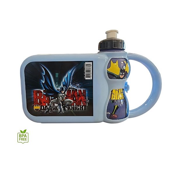 Kit Lancheira Com Garrafa Batman - Azul - 12x25cm 250ml - 1 unidade - Rizzo