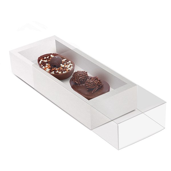 Caixa Luva para Dois Meio Ovos Páscoa Branco - 10 unidades - 18,5x7,5x3,5cm - Cromus Profissional - Rizzo Embalagens