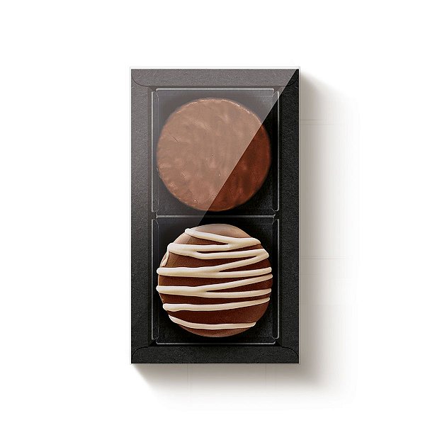 Caixa 2 Pães de Mel Retangular Preto Com Tampa Cristal - 10 unidades - 16,8x9,5x4cm - Cromus Profissional - Rizzo