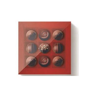 Caixa 9 Doces Quadrada Vermelho com Tampa Cristal - 10 unidades - 13x13x4cm - Cromus Profissional