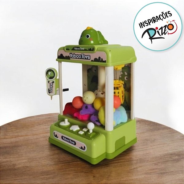 Mini Máquina de Pegar Ursinhos e Brindes - Modelo Dinossauro - 25x19x16cm - 1 unidade - Rizzo