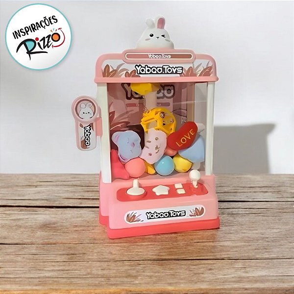 Mini Máquina de Pegar Ursinhos e Brindes - Modelo Coelhinho - 25x19x16cm - 1 unidade - Rizzo
