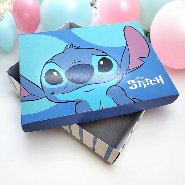 Caixa Retangular Com Tampa e Elástico - Stitch - 1 unidade - Disney Original - Rizzo