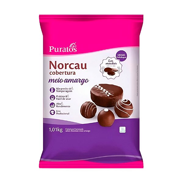 Cobertura Norcau Chocolate Meio Amargo - Gotas - 1,01kg - 1 unidade - Puratos  - Rizzo
