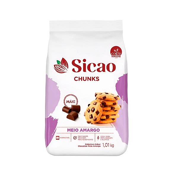 Cobertura Meio Amargo - Chunks - 1,01kg   - 1 unidade - Sicao - Rizzo