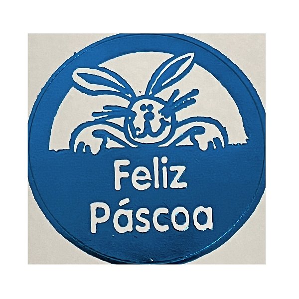 Etiqueta De Páscoa Azul - Coelho Dentro do Círculo - 3cm - 100 unidades - Rizzo