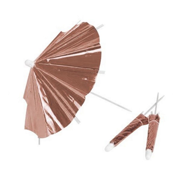 Palito para decoração Guarda Chuva Rose Gold- 12 unidades - 10 cm - Rizzo