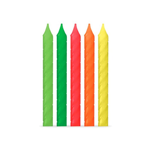 Vela Palito Espiral Neon - 10 unidades - Rizzo