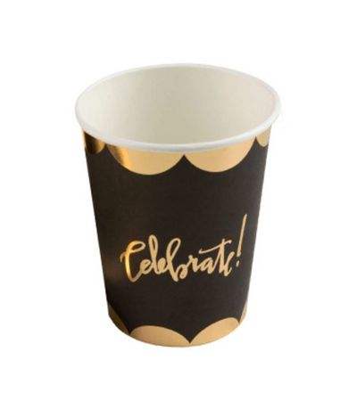 Copo de papel Celebrate Preto Biodegradável- 10 unidades - 270 ml - Rizzo