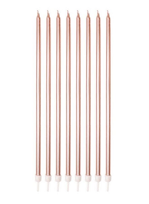 Vela Palito Gigante Metalizada Bronze - 8 unidades - Rizzo
