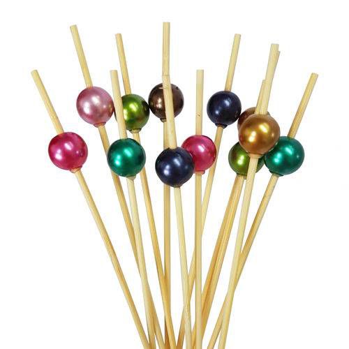 Palito em Bambu para petiscos com Bolinhas coloridas - 20 unidades - Rizzo