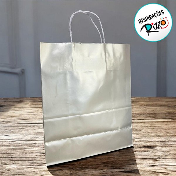 Sacola de Papel G 32x26,5x13cm - Pérola Fosca - 10 unidades - Cromus - Rizzo
