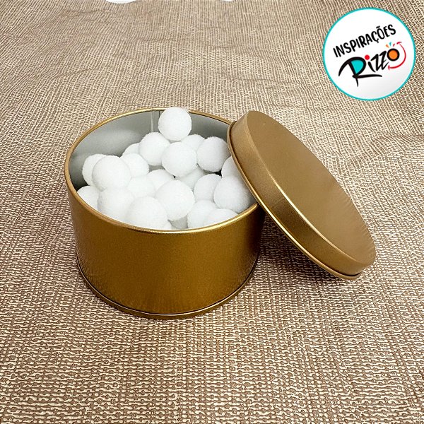 Lata de Metal Redonda - Ouro - 7,5cm - 10 unidades - Rizzo