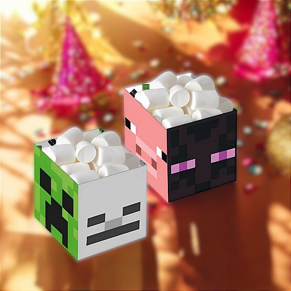 Cachepot Médio - Minecraft - 9,5x9,5x8,5cm - 8 unidades - FestColor - Rizzo