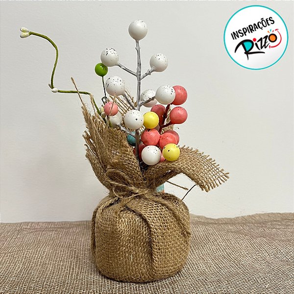 Enfeite Decorativo de Páscoa - Mini Árvore com Ovos Coloridos - 20cm - 1 unidade - Rizzo