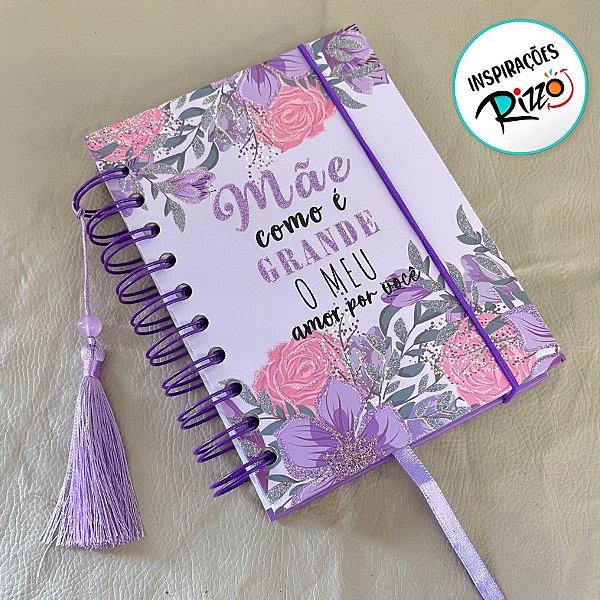 Agenda Permanente Roxa - Mãe como é Grande o Meu Amor por Você - 160 Folhas - 10,4x14,2cm - 1 unidade - Rizzo